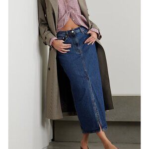 LouLou Studio Rona Organic Cotton Denim Midi Skirt